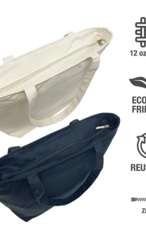 Tote bags Heavy Canvas Zipper Closure and Inside Pocket 17 W x 5 D x 15 H Canvas Tote bag 12oz Manufacturer in Bangladesh Style Textile MIll